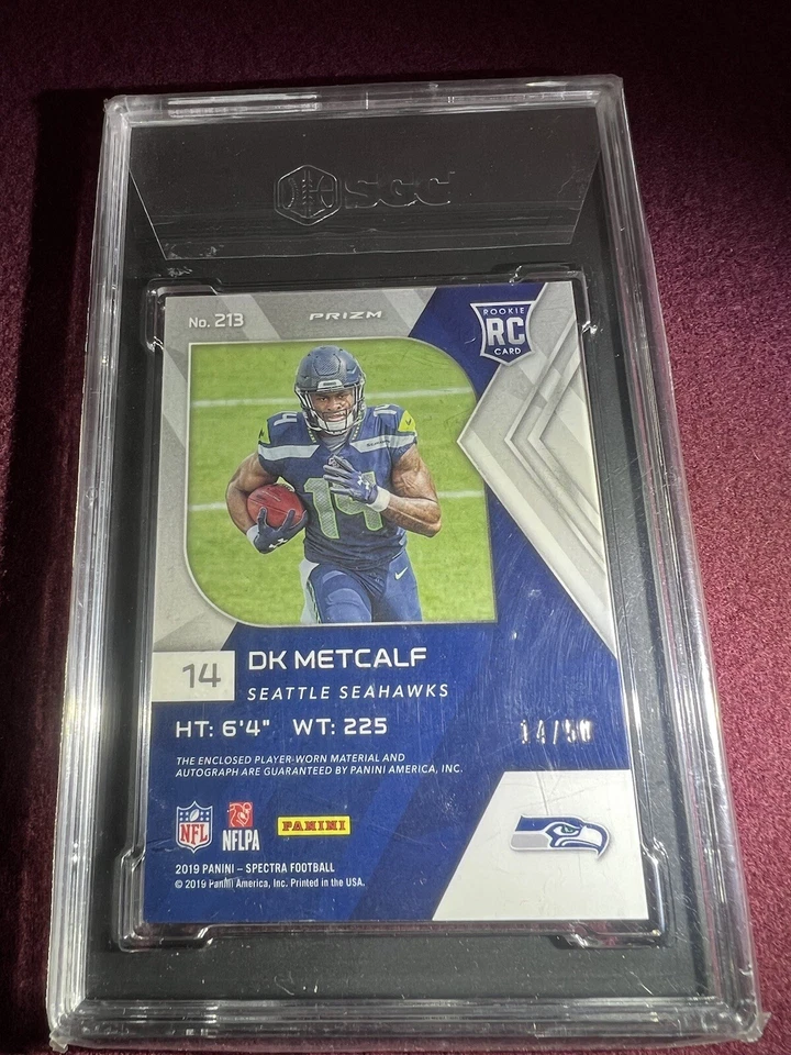 ✨ 2019 DK Metcalf RPA /50 #213 SGC 8.5 (10 Auto) Neon Green Prizm-#14 Jersey Nbr - Image 2 of 2