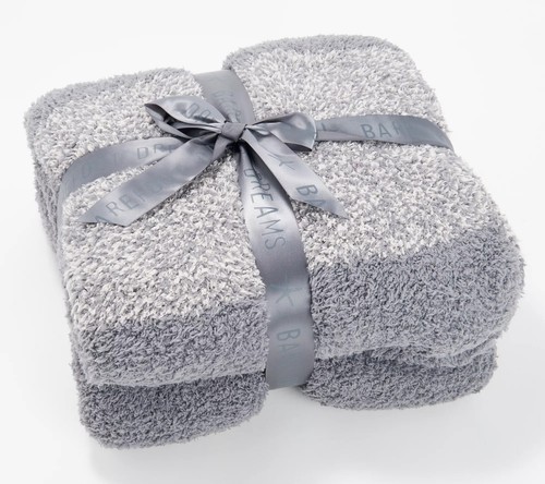 Barefoot Dreams CozyChic Baby Blanket - Heathered Cable Knit Receiving Blanket, Dove Gray