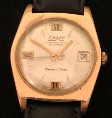 Vintage Camy Seven Seas Men's Automatic Watch Ticks Parts Gold Tone 25j Swiss