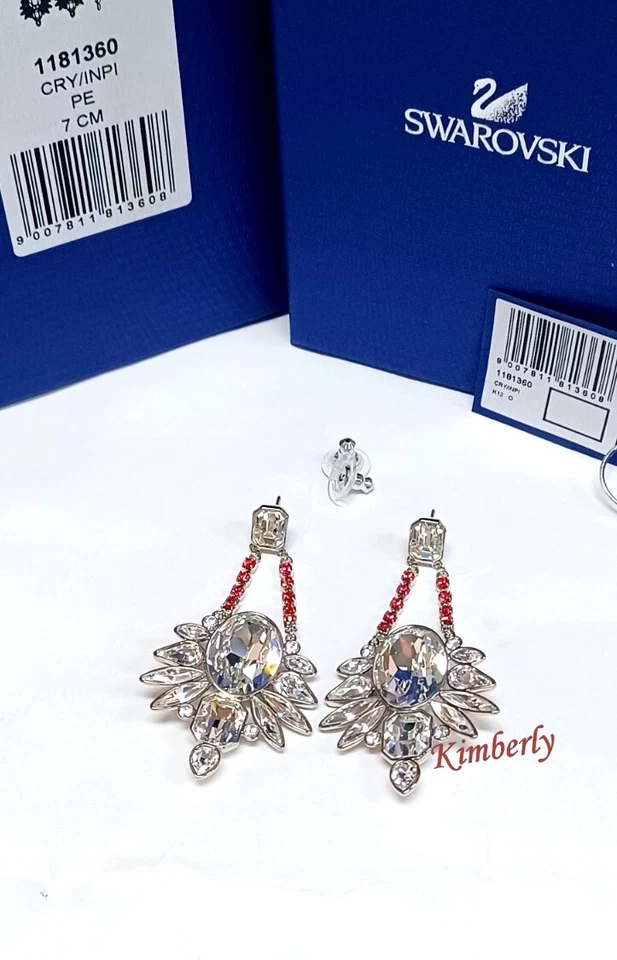 Pendientes Swarovski Tosha en forma de espiga rosa indio/cristal transparente NUEVOS 1181360 Foto 4 de 4