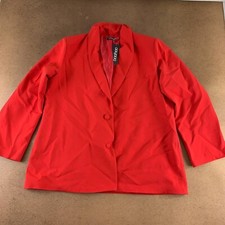 Boohoo Womens Suit Jacket Blazer Red 2 Button Long Sleeve Collar Plus 20 New