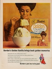 1964 Borden's Ice Cream Dessert Vintage Print Ad Elsie Worlds Fair Vanilla USA