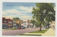 Business District,. Wyoming Avenue, Forty Fort,  PA, Linen  Postcard