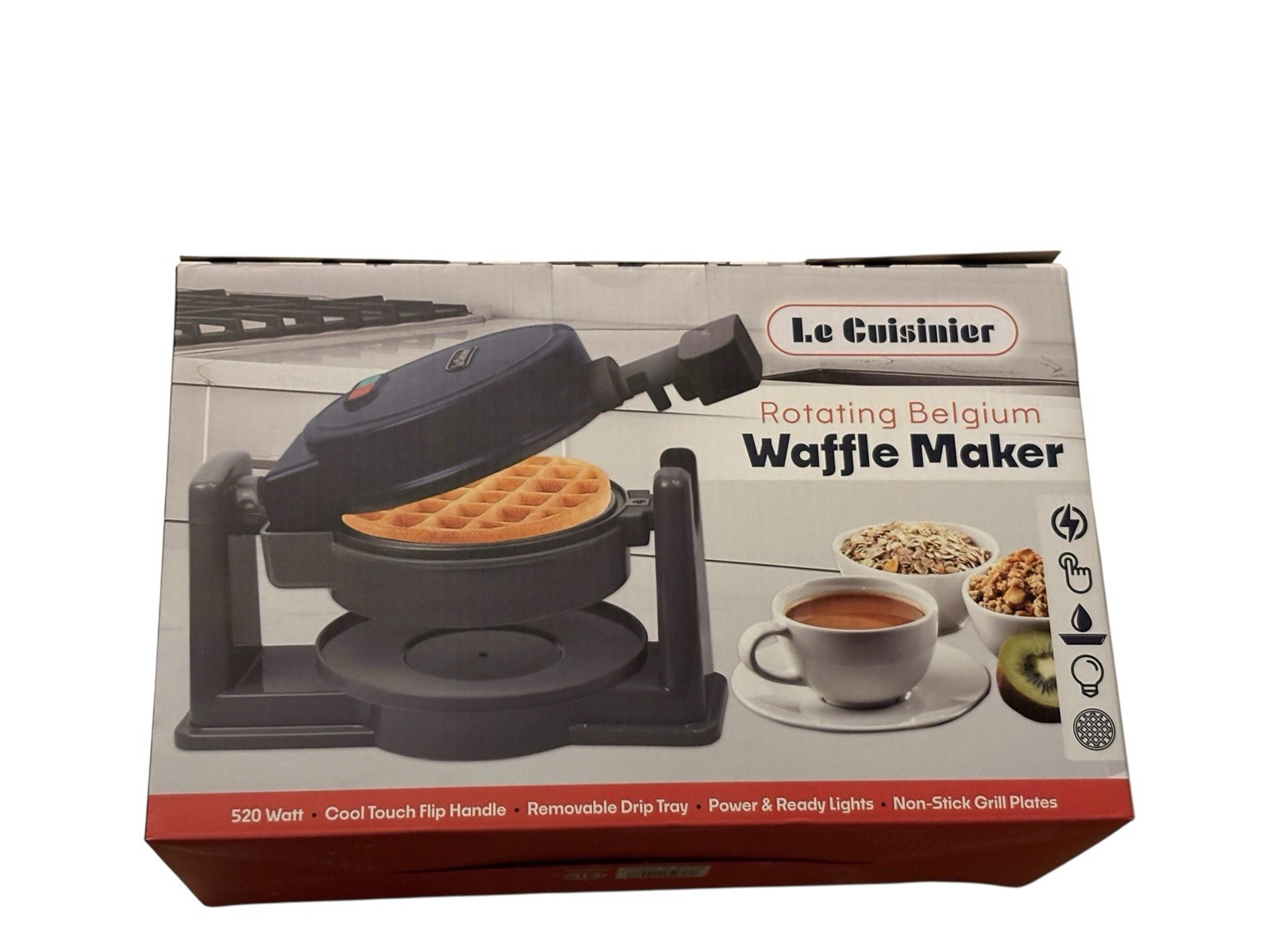 Le Cuisinier Rotating Belgian Waffle Maker Nonstick Flip 520