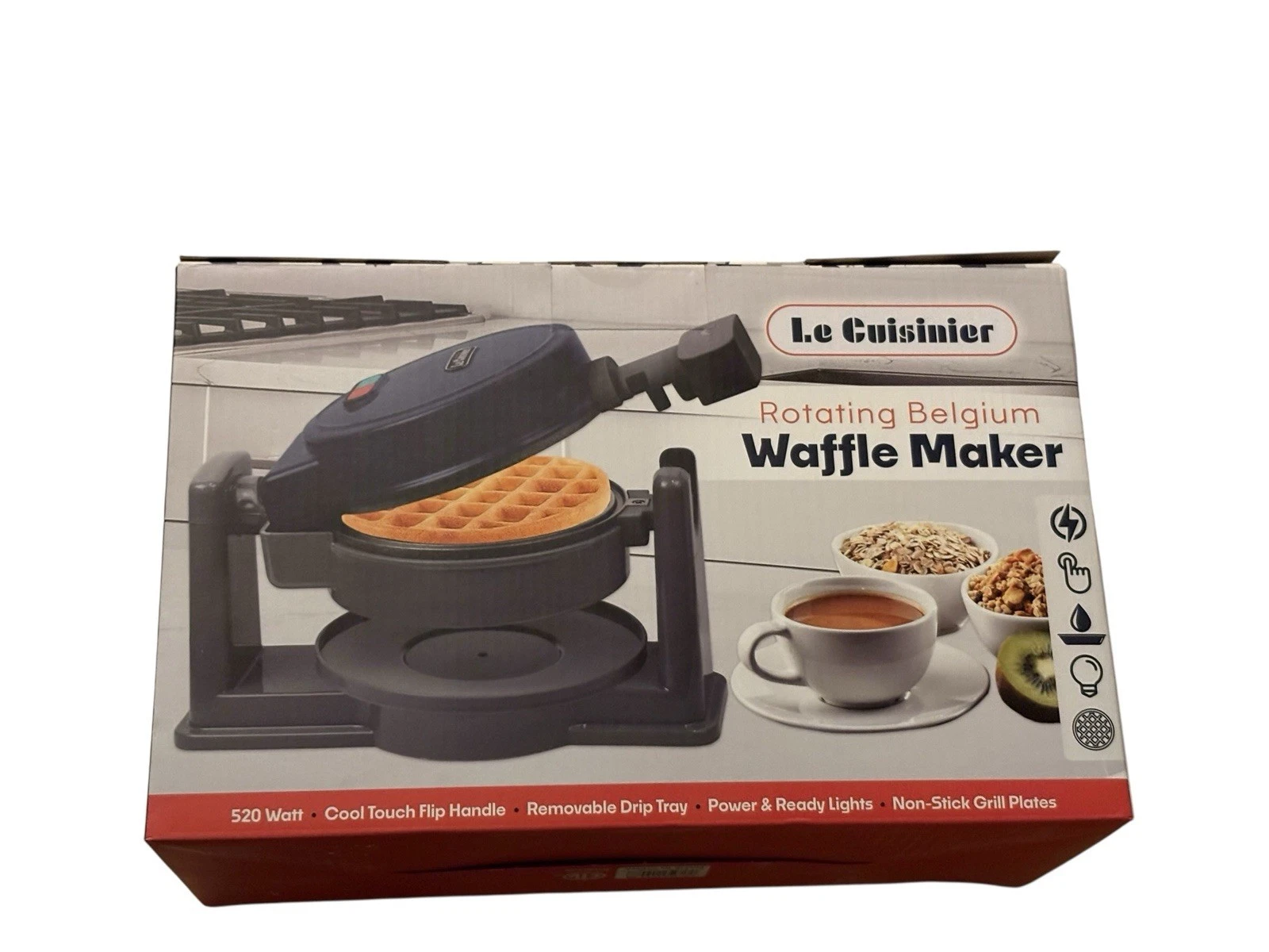 Le Cuisinier Rotating Belgian Waffle Maker Nonstick Flip 520W Open Box
Opens in a new window or tab