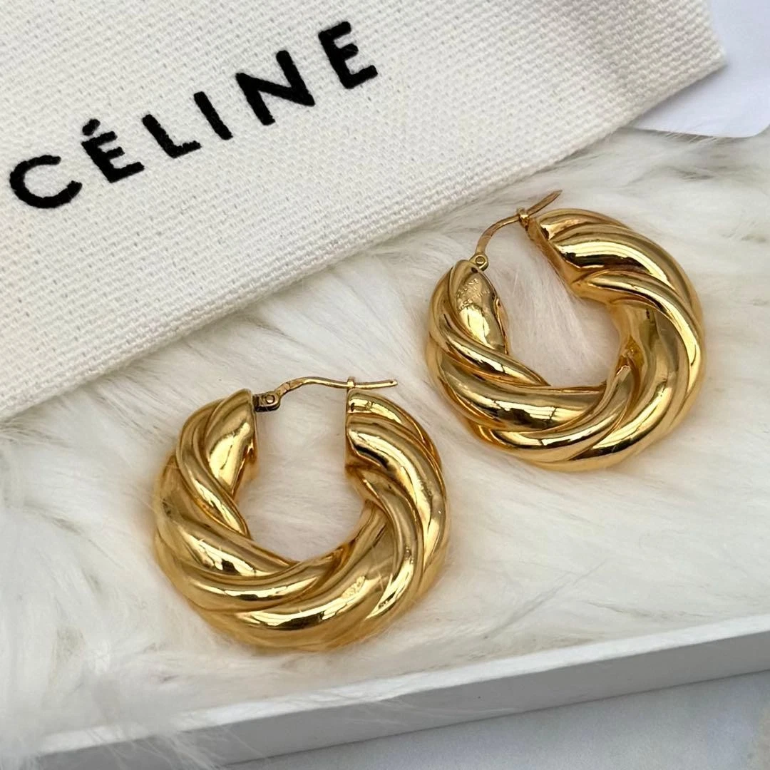 Celine Brass Hoop Fashion Earrings for sale | eBay