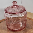 Mayfair Pink Open Rose Cookie Jar Vintage Depression Glass