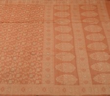 Sushila Vintage Indian Peach Saree 100 Pure Silk Woven Floral Sari Craft Fabric