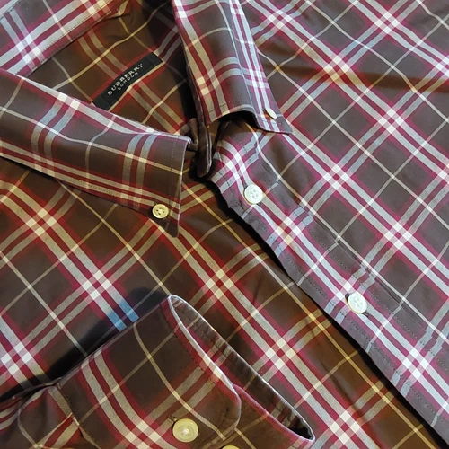 Camicia elegante BURBERRY London uomo a quadri manica lunga di design taglia XL