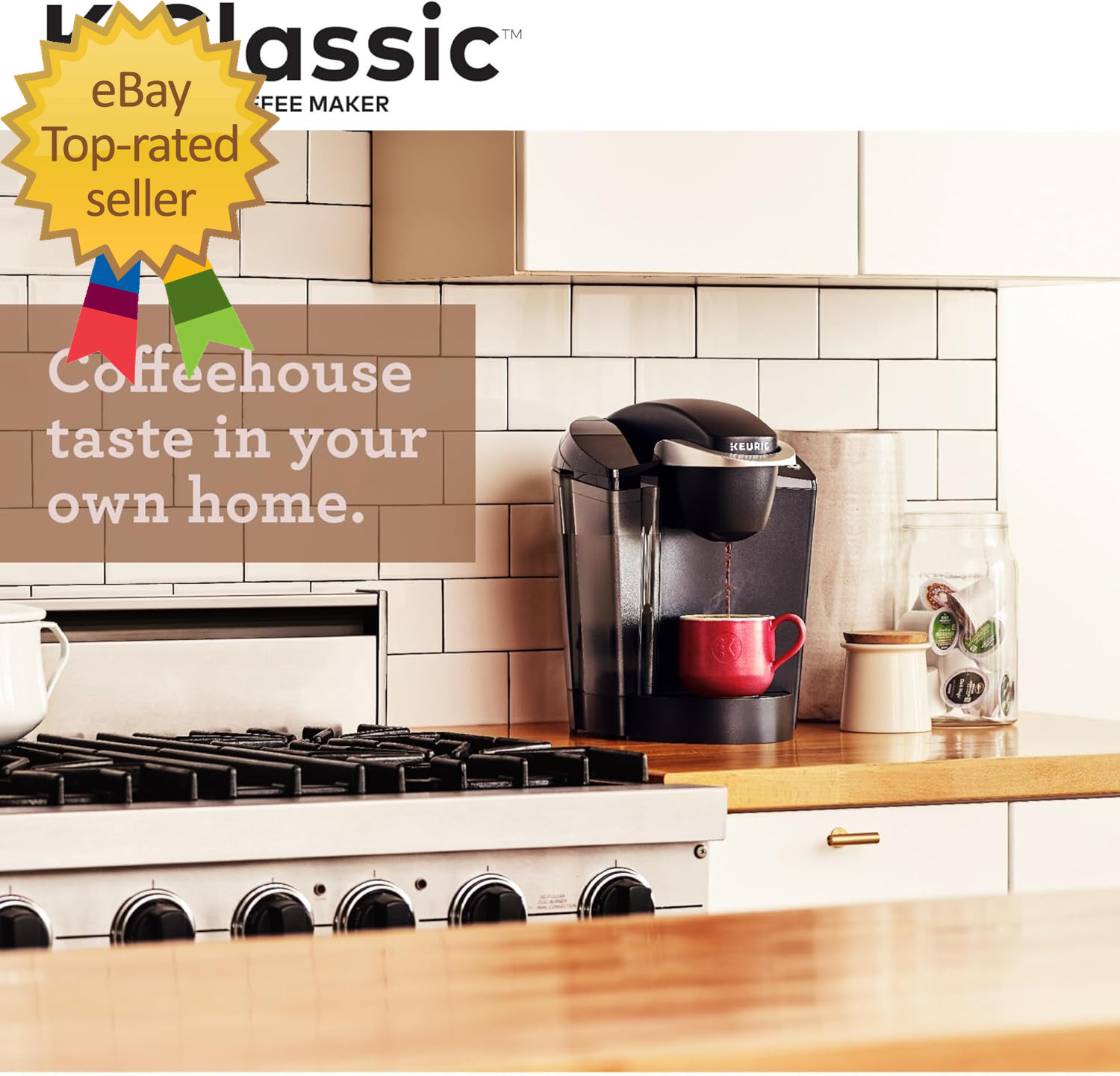 Single Serve K-Cup Pod Coffee Maker with 3 Brew Sizes 48Oz Removable Reservoir