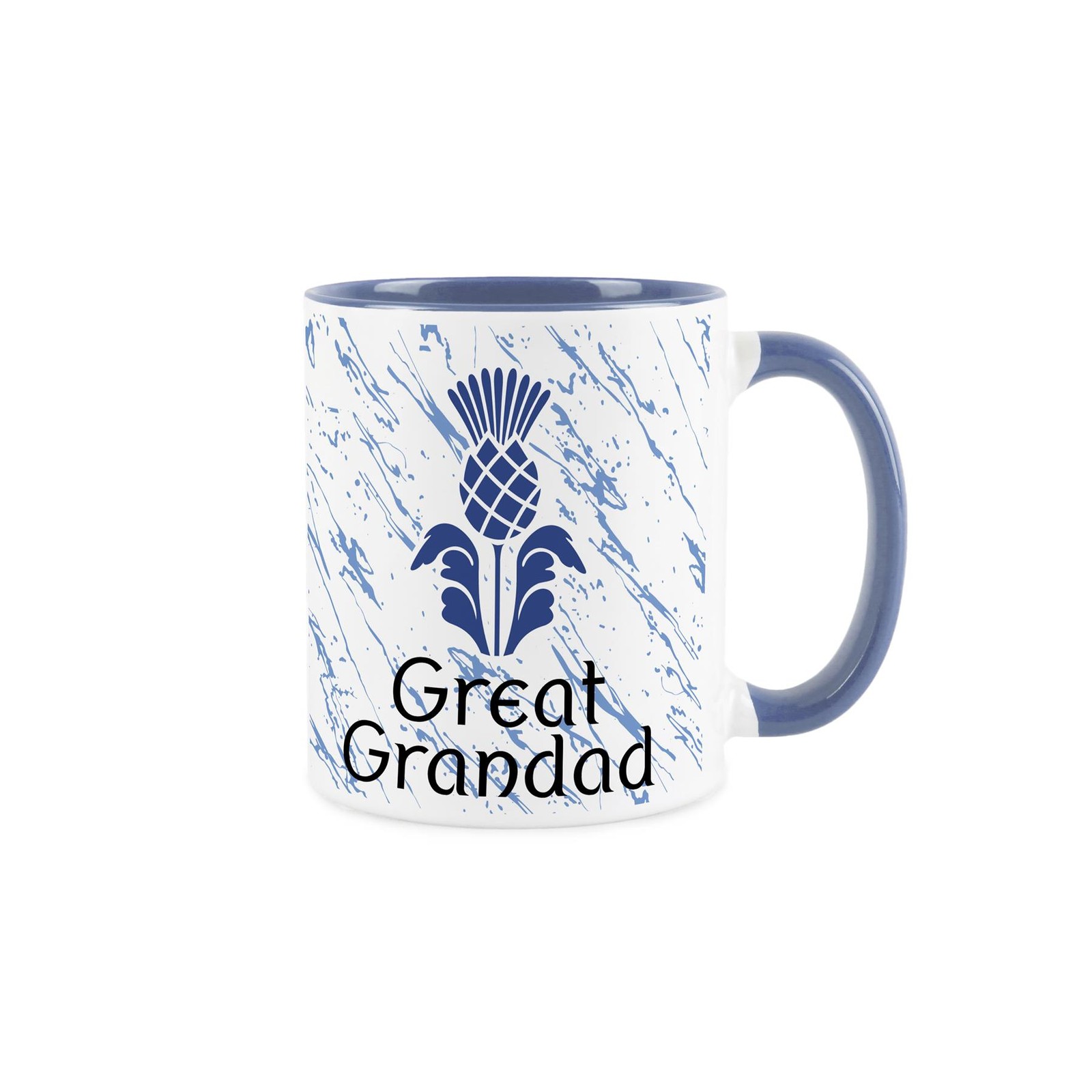 Scottish Thistle Great Grandad Mug - Blue & White Scotland Gift Family Cup