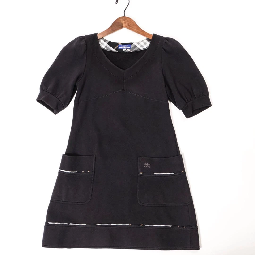 Abito Burberry blu etichetta cotone manica corta nova check