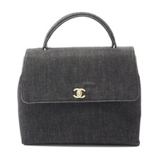 Chanel Denim Coco Mark Handbag Women Grey One Size