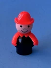 Fireman Red Arms & Hat Vintage Fisher Price Little People Plastic Body & Head