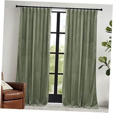 Velvet Curtains 84 inches, Room Darkening 52"W x 84"L Pack of 2 Sage Green