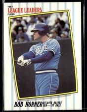 1987 Fleer League Leaders #24 Bob Horner Baseball Card 0501F