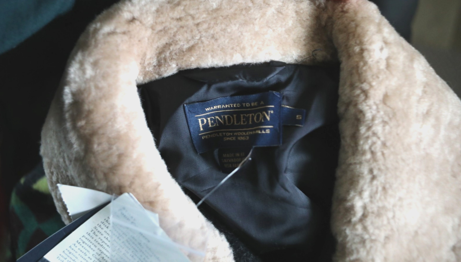 NEW Pendleton Brownsville Shearling Collar Coat FOUR CORNER Black Men Small S image 6