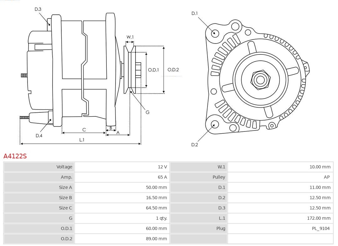 Fits AS ROZRUSZNIKI I ALTERNATORY A4122S ALTERNATOR BRAND NEW AS-PL A ⭐UK Stock⭐