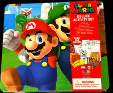 NEW Super Mario Deluxe Activity Art Set 500 Pieces Metal Carrying Case