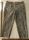 TALBOTS Size 16, Aqua + Tan PAISLEY Ankle PANTS Cotton/Spandex BD1024 Sky Blue — photo 7