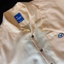 AFTCO Bluewater Shirt Wyland Signature Rayon Embroidered L Gold Hawaiian Style