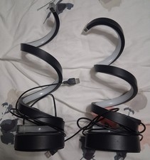 2 Modern Spiral LED Table Lamps Black USB Plug Different Light Colors