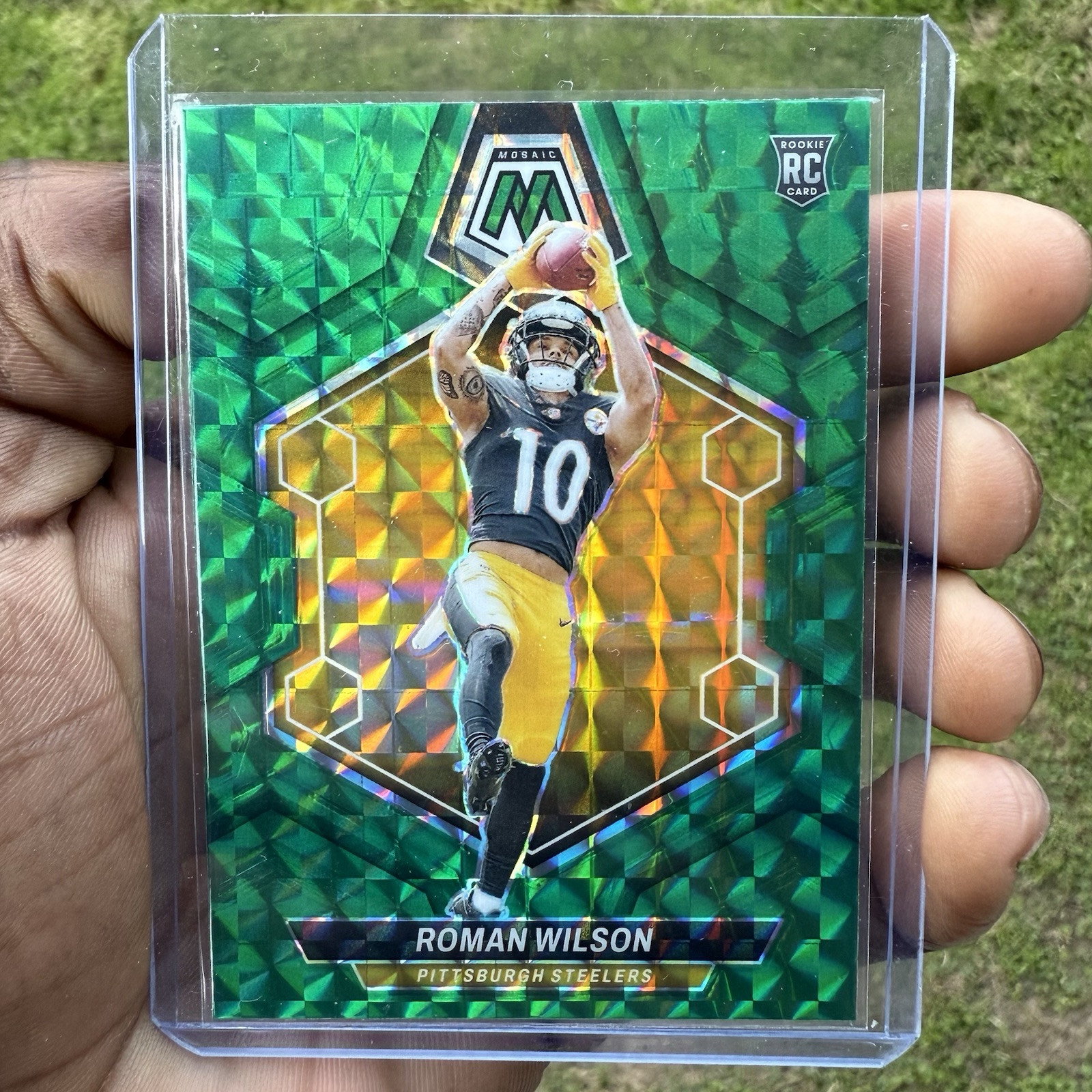 Roman Wilson 2024 Panini Mosaic #369 Pittsburgh Steelers Mosaic Green