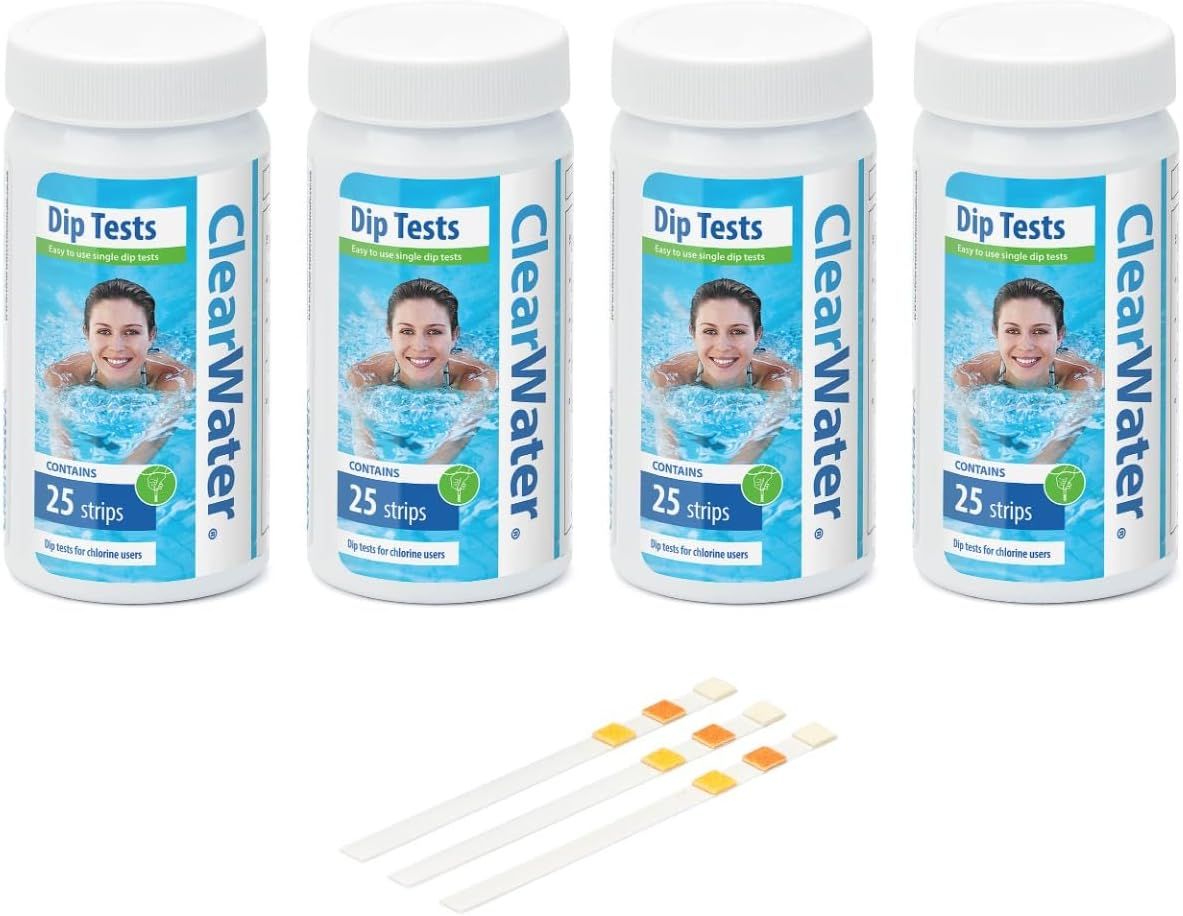 100 Clearwater Hot Tub Test Strips - 3-in-1 Chlorine, pH & Alkalinity