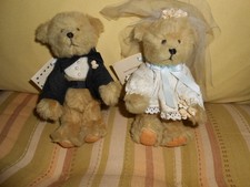 Small 7" Vintage Plush Jody Battaglia Mr and Mrs Bearlywed Wedding Bears