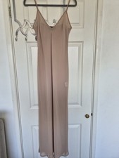 JAEGER 100% Pure Silk Maxi Slip Dress Beige Champagne 90s Minimalist Size 10