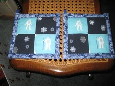 Yeti in the Snow Handmade Kitchen Potholder Set of 2