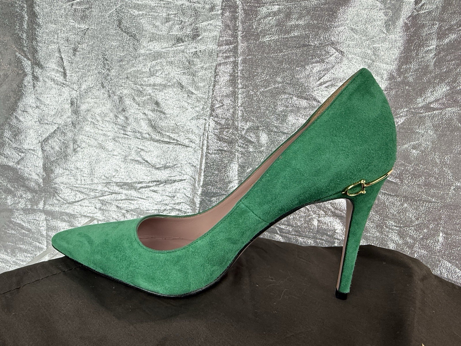 Gucci Green Suede Horsebit Pumps EU 37 US 7 Heels Pumps Made in Italy NWOB thumbnail 7
