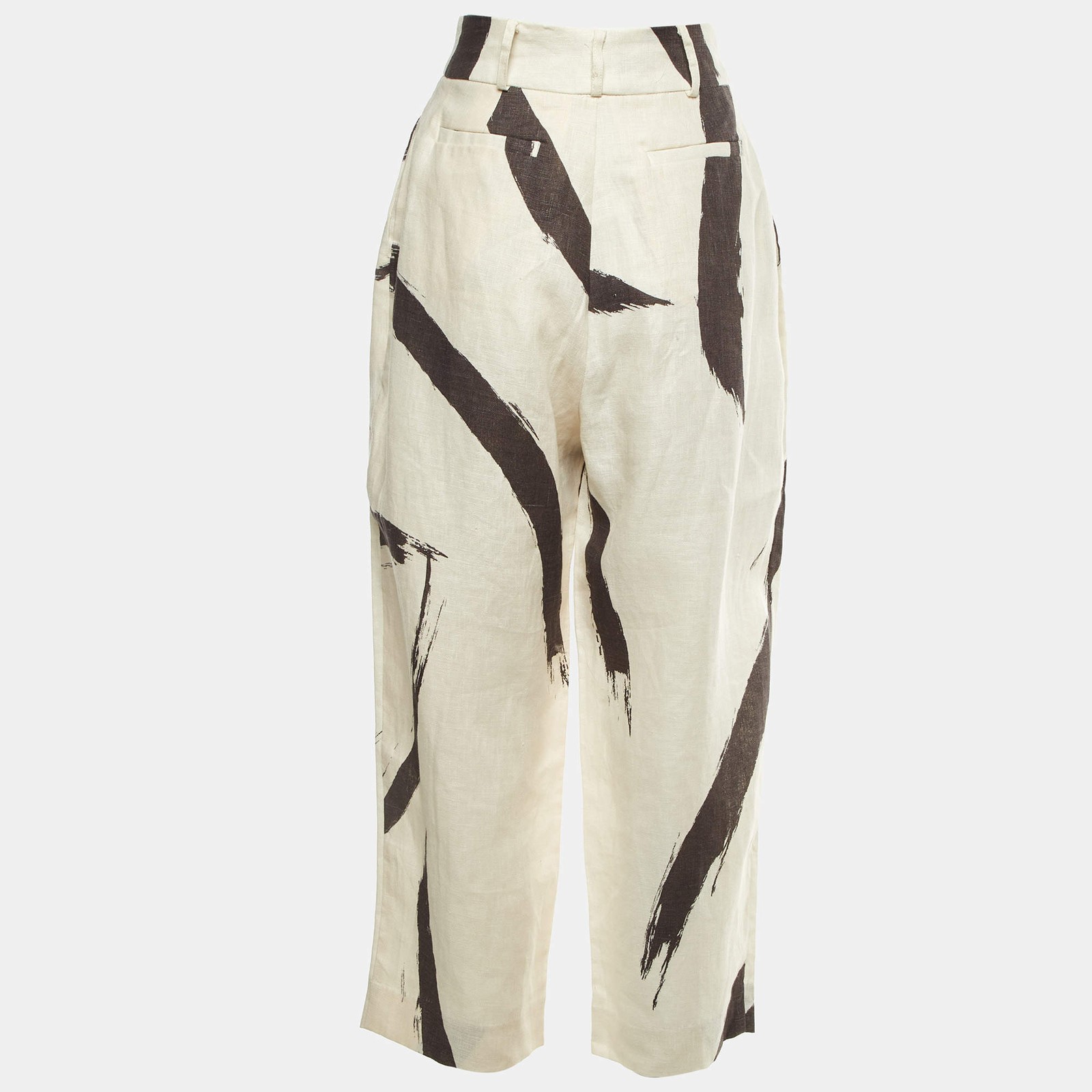 Zimmermann BeigeBlack Printed Linen Trousers S