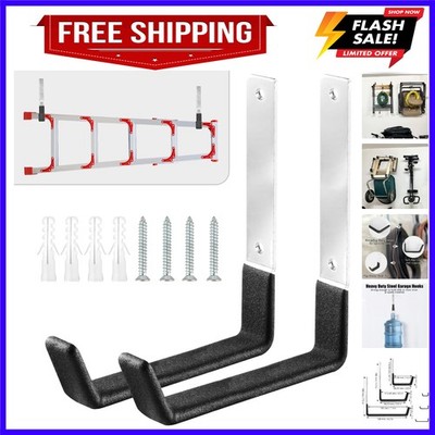 Heavy Duty Garage Hooks, 2Pcs Stainless Steel Wall Mount Hooks, 50lb Weight C...