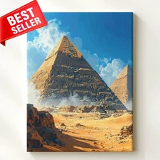 Desert Landscape Ancient Canvas Egypt Sunlit Featuring Three Large Wall Art