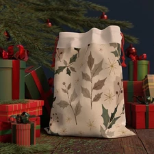 Holiday Gift Bag, Elegant Christmas Present Wrap, Festive Gift Packaging,