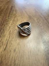 Sterling silver 925 Multi Layered Band Overla...