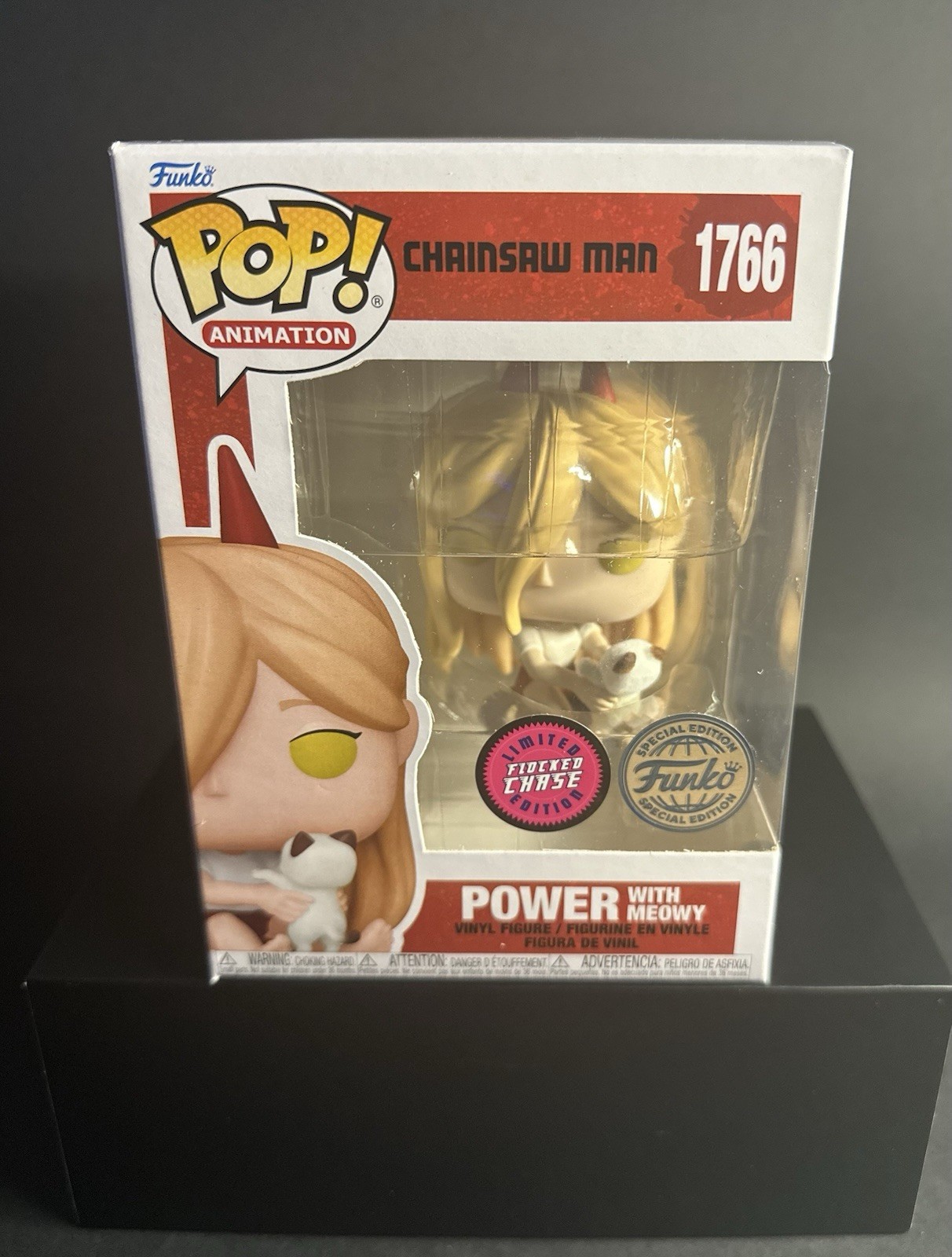 Funko Pop | Exclusivo | Power with Meowy #1766 FLOCKED CHASE | Chainsaw Man | EMBALAJE ORIGINAL