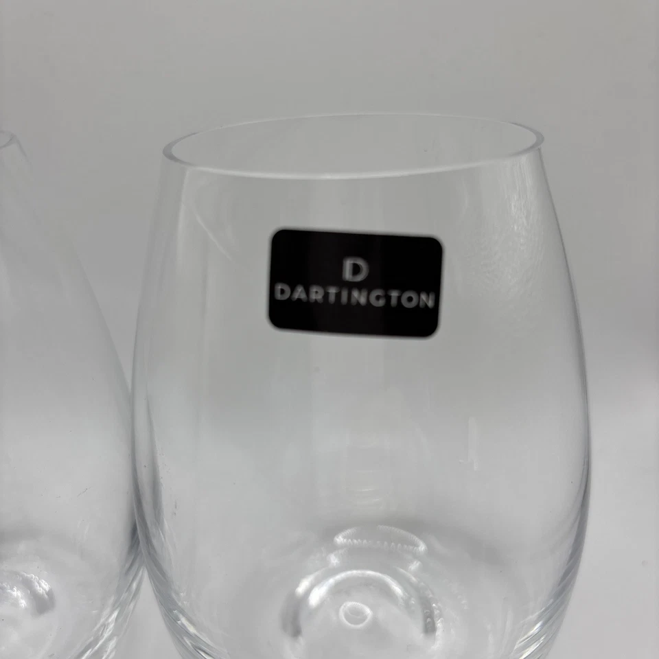 Набор из 2 новых винных бокалов Dartington Crystal 4,5 дюйма без стержня с наклейками с подписью BTM - Изображение 2 из 3