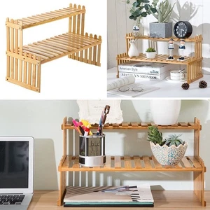 Wooden Two Tier Plant Stand Shelf