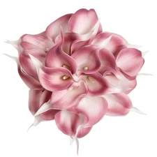 Pink Fake Calla Lily Flowers 24PCS Real Touch Pink Calla Lily Faux Flowers Ar...