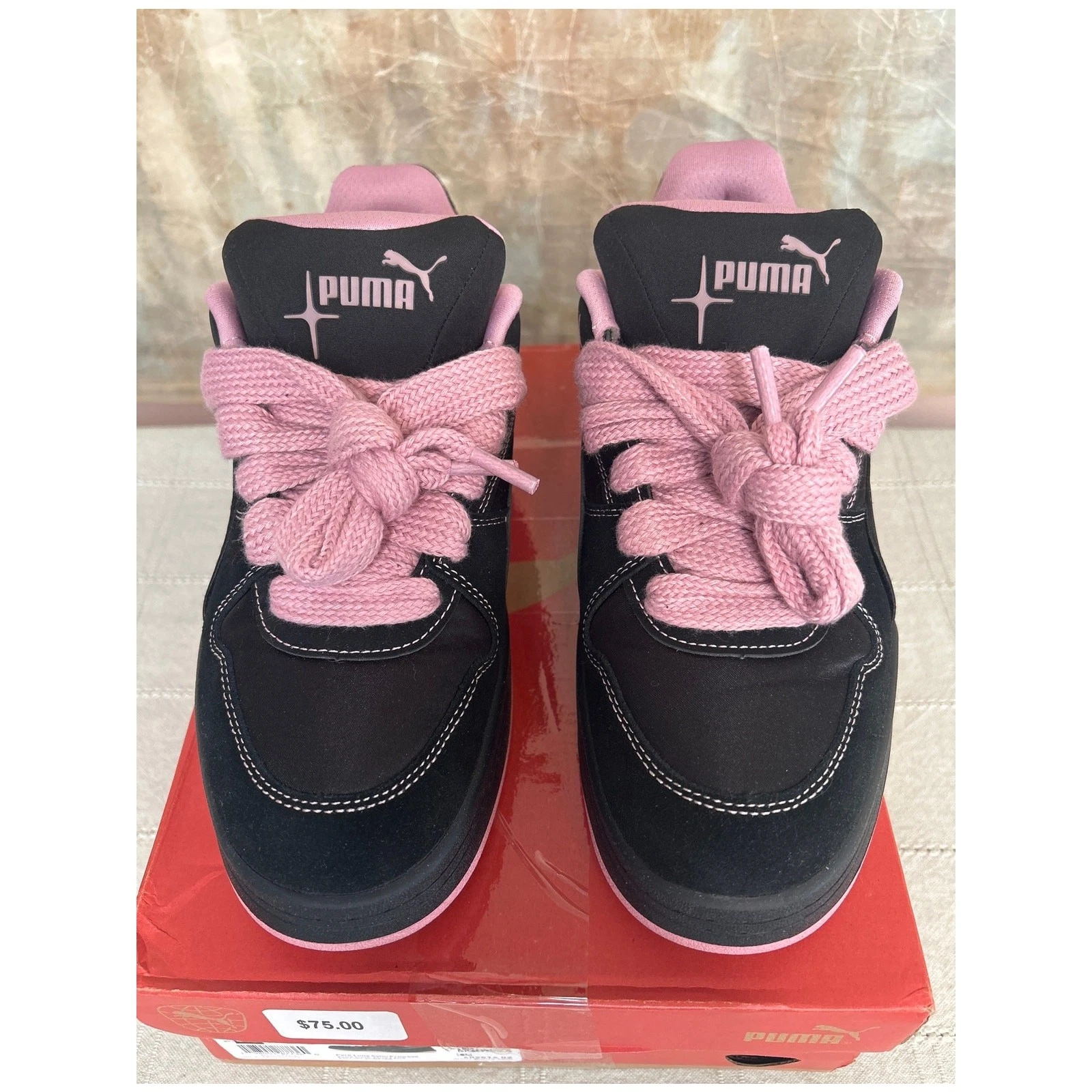 Puma Park Luna Satin Princess 402514 Women's Black Pink Chunky Sneaker Size 8.5