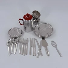 Vintage Little Bo Peep Child Toy Aluminum Tea & Dinner Sets 36 Pieces