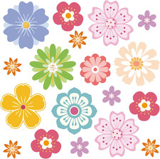 Spring Bulletin Board Decorations for Classroom- 48 Pcs Colorful Illustrative Fl