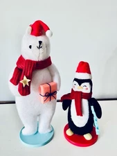 Target Wondershop Christmas 2023 Polar Bear & Penguin Figurine Gift & Santa Hats