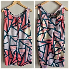 Simply Vera Wang Abstract Print Dress Beaded Neck Shift Mini XS Chic