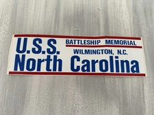 Vintage USS North Carolina Battleship Memorial Wilmington 11x3.5 Bumper Sticker