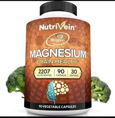 Nutrivein Magnesium L Threonate 2207mg - Boosts Brain Health Memory EXP 03/2027