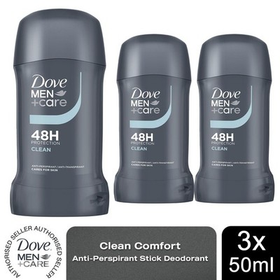 Dove Men+Care Stick Clean Comfort Antitranspirant Deodorant 50ml, 3er Pack