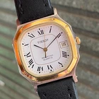 RARE Tissot Seastar Vintage Santos Square Dress Watch Roman Dial White Date